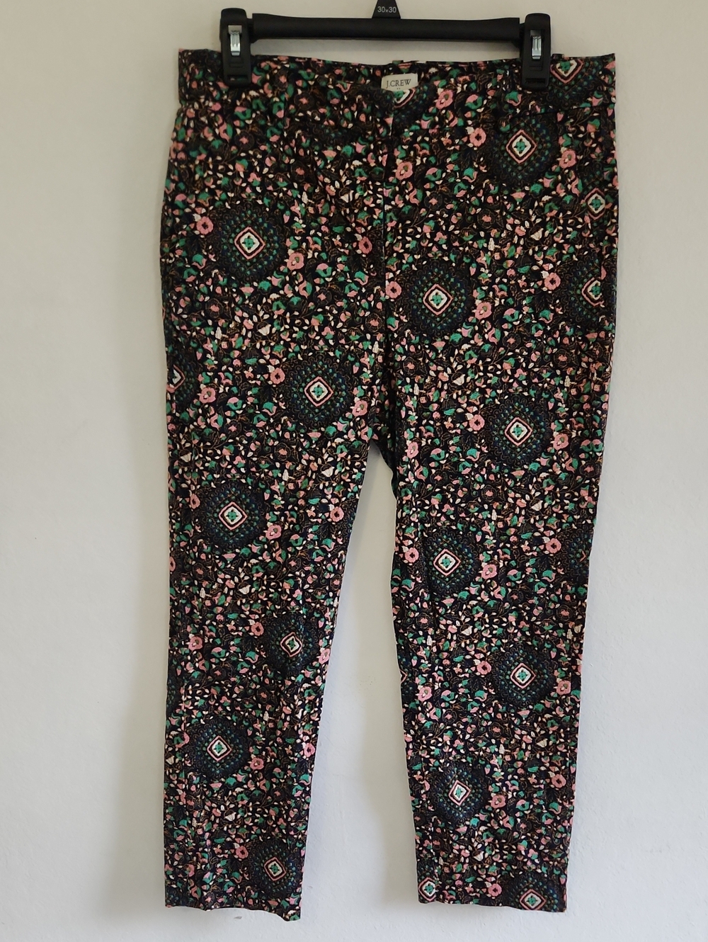 J. Crew Cafe Capri Pants Floral Tile Medallion Ankle Trousers Size 8